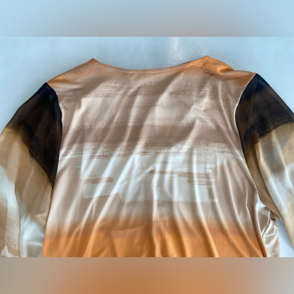 NEW 1X Plus Size Calvin Klein Ombre Matte Jersey V-Neck Long Chiffon Sleeve $80 - Picture 10 of 10